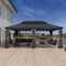 PURPLE LEAF Patio Gazebo for Backyard Grey Hardtop Galvanized Steel Roof Awning with String Lights-clear