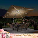 PURPLE LEAF Solar Powered Umbrella LED Rectangular Patio Umbrella with Lights