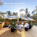 PURPLE LEAF Double Top Rectangle Aluminum Umbrellas in Wood Color