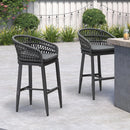 PURPLR LEAF Bar Stools Chair Set of 2, Rattan and Aluminum Frame with Comfortable Cushion