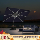 PURPLE LEAF Solar Powered Umbrella LED Rectangular Patio Umbrella with Lights
