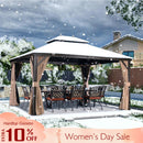 PURPLE LEAF Outdoor Hardtop Gazebo for Garden Bronze Double Roof Aluminum Frame Pavilion