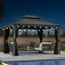 PURPLE LEAF Patio Gazebo for Pool Light Grey Hardtop Galvanized Steel Roof with String Lights-milky