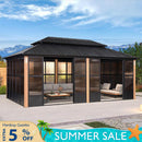 PURPLE LEAF Patio Hardtop Gazebo Double Galvanized Roof Outdoor Screen House Aluminum Solarium Backyard Sunroom