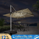 PURPLE LEAF Large Solar Yard Umbrellas Double Top Square Patio Umbrella with Lights