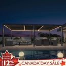 PURPLE LEAF Caesar Solar Louvered Pergola with LED Strip Lights and Control Panel Aluminum Outdoor Pergola with Adjustable Roof for Patio Deck Garden Yard Gray