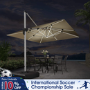 PURPLE LEAF Large Solar Yard Umbrellas Double Top Square Patio Umbrella with Lights