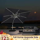 PURPLE LEAF Solar Powered Umbrella LED Rectangular Patio Umbrella with Lights