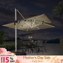 PURPLE LEAF Large Solar Yard Umbrellas Double Top Square Patio Umbrella with Lights