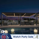 PURPLE LEAF Caesar Solar Louvered Pergola with LED Strip Lights and Control Panel Aluminum Outdoor Pergola with Adjustable Roof for Patio Deck Garden Yard Gray