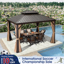 PURPLE LEAF Outdoor Hardtop Gazebo for Garden Bronze Double Roof Aluminum Frame Pavilion
