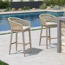 PURPLR LEAF Bar Stools Chair Set of 2, Rattan and Aluminum Frame with Comfortable Cushion