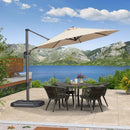 PURPLE LEAF Affordable Outdoor Umbrella with Base, Round Cantilever Umbrella for Garden