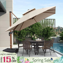 PURPLE LEAF Double Top Square Aluminum Umbrellas in Wood Color