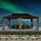 PURPLE LEAF Outdoor Hardtop Gazebo for Garden Bronze Double Roof Aluminum Frame Pavilion with String Lights-milky