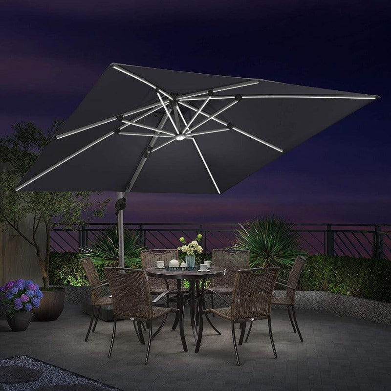 PURPLE LEAF Double Top Square Outdoor LED Umbrellas