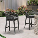 PURPLR LEAF Bar Stools Chair Set of 2, Rattan and Aluminum Frame with Comfortable Cushion