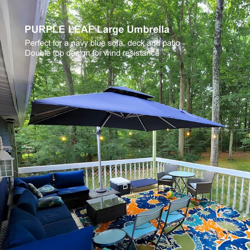 PURPLE LEAF Double Top Rectangle Outdoor Classic Umbrella