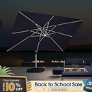 PURPLE LEAF Solar Powered Umbrella LED Rectangular Patio Umbrella with Lights