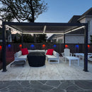 PURPLE LEAF Caesar Solar Louvered Pergola with LED Strip Lights and Control Panel Aluminum Outdoor Pergola with Adjustable Roof for Patio Deck Garden Yard Gray