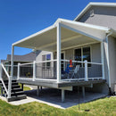 PURPLE LEAF Athena Louvered Pergola Modern White Pergola with Adjustable Roof for Deck Backyard Garden