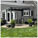 PURPLE LEAF Outdoor Retractable Pergola with Double Sun Shade Canopy Grey/White Heavy-Duty Aluminum Pergola for Garden