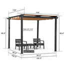 PURPLE LEAF Outdoor Retractable Pergola with Double Sun Shade Canopy Grey/White Heavy-Duty Aluminum Pergola for Garden