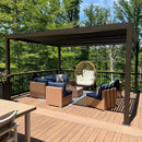 PURPLE LEAF Athena Outdoor Louvered Pergola Adjustable Metal Roof Bronze Hardtop Gazebo Patio Pavilion