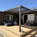 PURPLE LEAF Athena Outdoor Louvered Pergola Adjustable Metal Roof Bronze Hardtop Gazebo Patio Pavilion