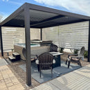 PURPLE LEAF Athena Outdoor Louvered Pergola Adjustable Metal Roof Bronze Hardtop Gazebo Patio Pavilion