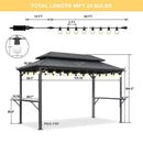 PURPLE LEAF Hardtop Grill Gazebo for Patio Bronze&Grey Permanent Metal Roof Outside Sun Shade Outdoor BBQ Canopy with String Lights