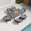 PURPLE LEAF Patio Dining Sets with Aluminum Frame Table & Handwoven Wicker Chairs Grey