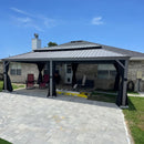 PURPLE LEAF Patio Gazebo for Backyard Hardtop Galvanized Steel Frame with Upgrade Curtain Light Grey