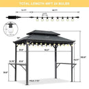 PURPLE LEAF Hardtop Grill Gazebo for Patio Bronze&Grey Permanent Metal Roof Outside Sun Shade Outdoor BBQ Canopy with String Lights