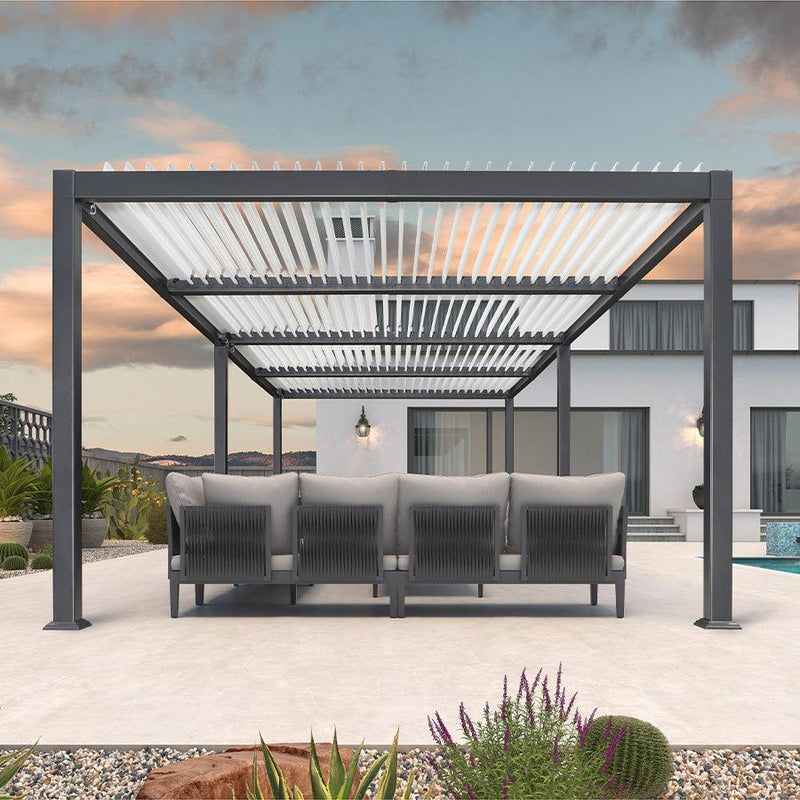 PURPLE LEAF Outdoor Louvered Pergola Patio Sun Shade Shelter with ...