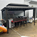 PURPLE LEAF Hardtop Grill Gazebo for Patio Bronze&Grey Permanent Metal Roof Outside Sun Shade Outdoor BBQ Canopy with String Lights