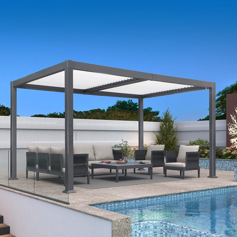 PURPLE LEAF Outdoor Louvered Pergola Patio Sun Shade Shelter with ...