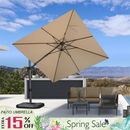 PURPLE LEAF Best Value Square Cantilever Patio Umbrella with Left-Right Tilt and 360° Swivel