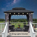 PURPLE LEAF Grey Hardtop Gazebo with Heavy Duty Galvanized Steel Double Roof with String Lights-clear