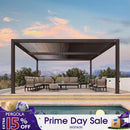 PURPLE LEAF Athena Outdoor Louvered Pergola Adjustable Metal Roof Bronze Hardtop Gazebo Patio Pavilion