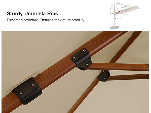 PURPLE LEAF Double Top Square Aluminum Umbrellas in Wood Color