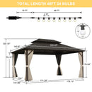 PURPLE LEAF Outdoor Hardtop Gazebo Bronze Metal Frame Galvanized Steel Double Roof with Curtains and Netting for Patio Desk Backyard