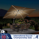 PURPLE LEAF Solar Powered Umbrella LED Rectangular Patio Umbrella with Lights