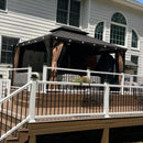 PURPLE LEAF Outdoor Hardtop Gazebo for Garden Bronze Double Roof Aluminum Frame Pavilion with String Lights-milky