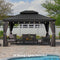 PURPLE LEAF Patio Gazebo for Backyard Grey Hardtop Galvanized Steel Roof Awning with String Lights-clear