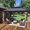 PURPLE LEAF Outdoor Hardtop Gazebo for Garden Bronze Double Roof Aluminum Frame Pavilion with String Lights-milky