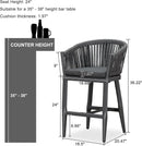 PURPLE LEAF Modern Bar Stools Set of 2, Aluminum Bar Stool with Cushion for Indoor and Outdoor, Kitchen Island