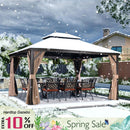 PURPLE LEAF Outdoor Hardtop Gazebo for Garden Bronze Double Roof Aluminum Frame Pavilion