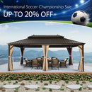PURPLE LEAF 12x20 Outdoor Hardtop Gazebo for Garden, Bronze Double Roof Aluminum Frame Pavilion – Clearance Sale 20% Off