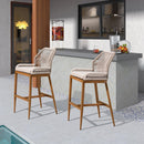 PURPLE LEAF Outdoor Bar Stools Set of 2, Wicker Rattan Bar Stools with Back Aluminum Outside Garden Patio Bar Chairs